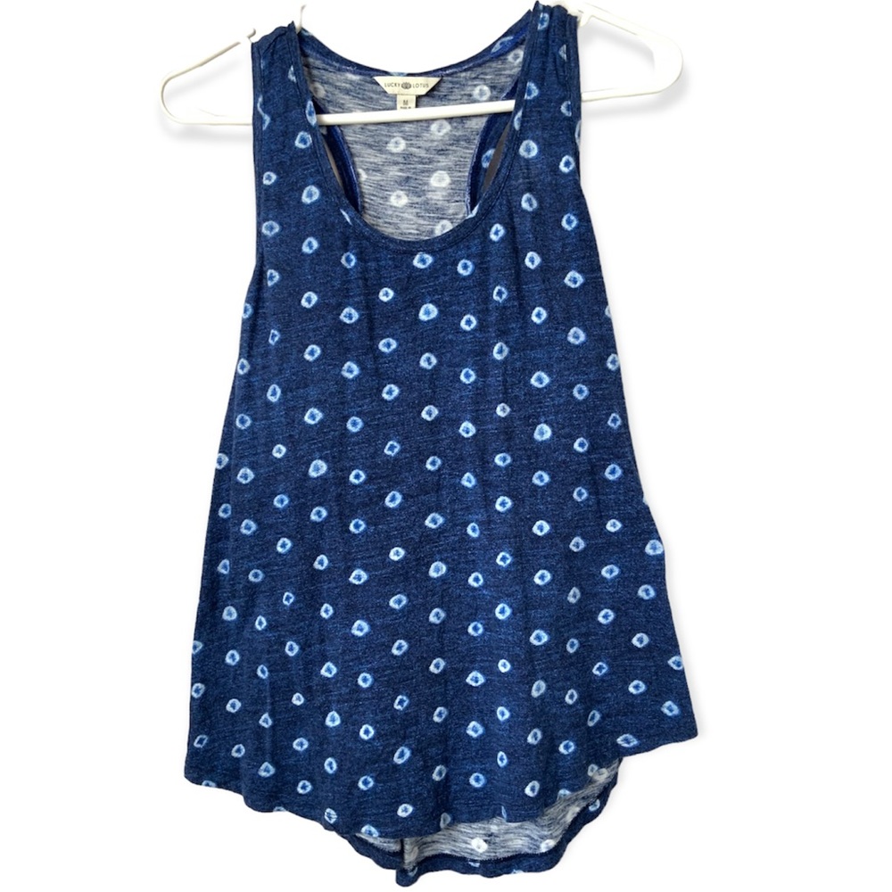 Lucky Lotus Women’s Top Size Medium Cotton/Modal Soft Spring / Summer Wear Blue.